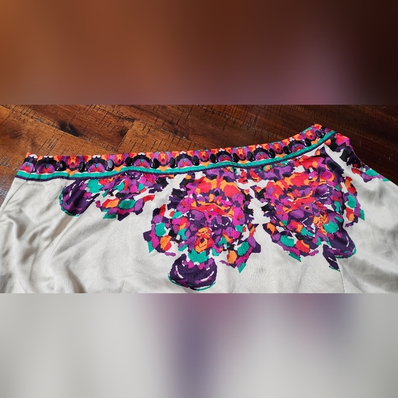 RAMPAGE One Shoulder Tan Purple Orange elastic Ruched Waist Top - Picture 5 of 7